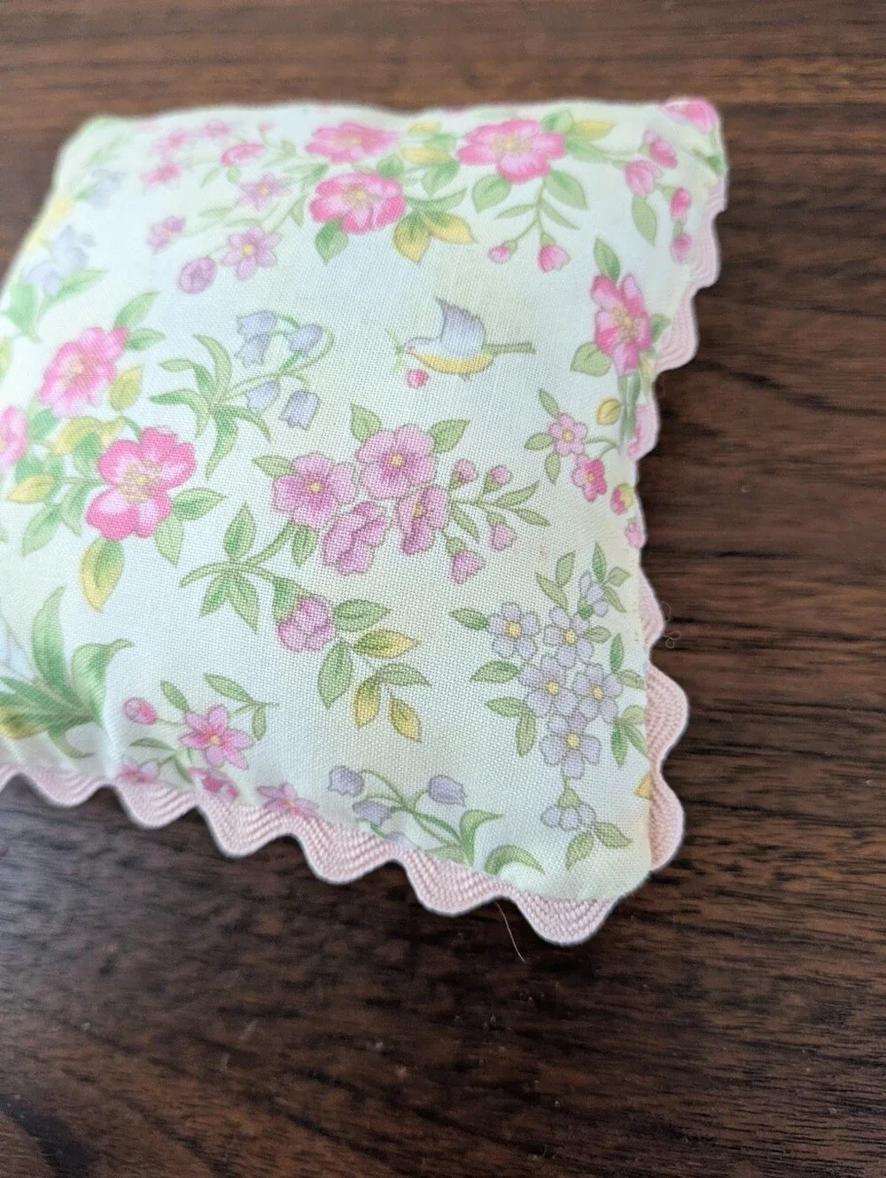 Vintage Miniature HandEmbroidered Floral Pillow 4.5